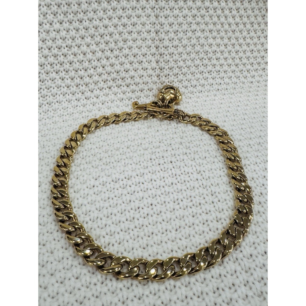 Juicy Couture Gold Tone Curb Chain Toggle Bracelet 16"